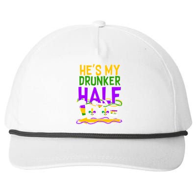 Mardi Gras He's My Drunker Half Snapback Five-Panel Rope Hat