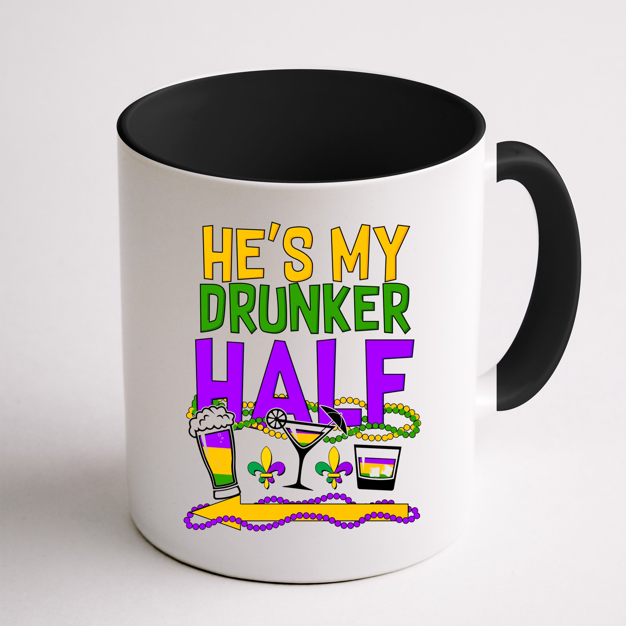Mardi Gras He's My Drunker Half Mug