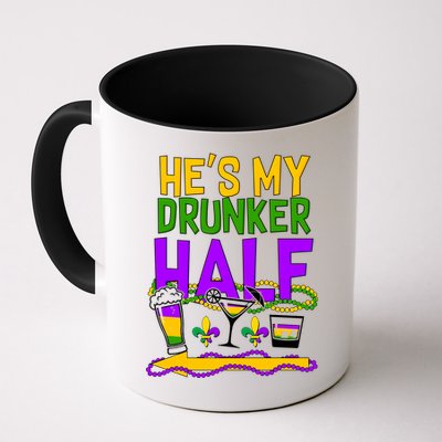 Mardi Gras He's My Drunker Half Mug
