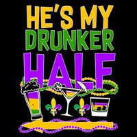 Mardi Gras He's My Drunker Half 16 in Basic Backpack