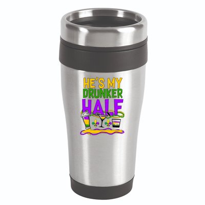 Mardi Gras He's My Drunker Half 16oz Travel Tumbler