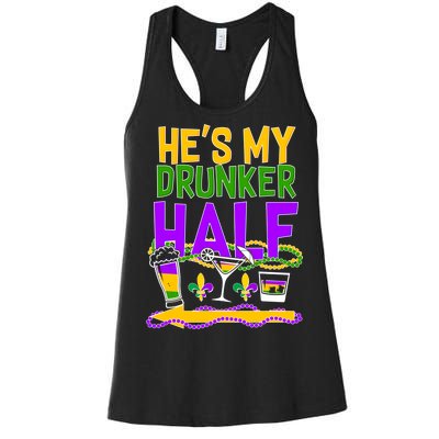 Mardi Gras He's My Drunker Half Women's Racerback Tank