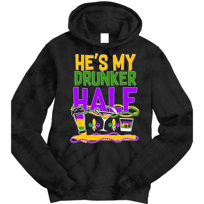 Mardi Gras He's My Drunker Half Tie Dye Hoodie