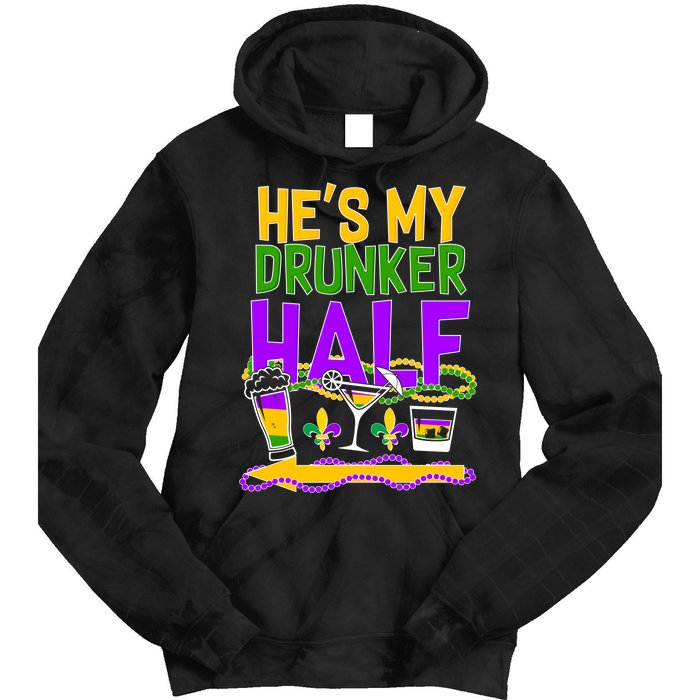 Mardi Gras He's My Drunker Half Tie Dye Hoodie