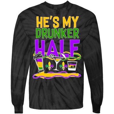 Mardi Gras He's My Drunker Half Tie-Dye Long Sleeve Shirt