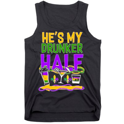 Mardi Gras He's My Drunker Half Tank Top