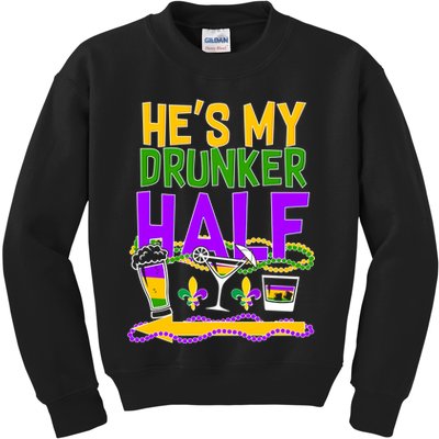 Mardi Gras He's My Drunker Half Kids Sweatshirt