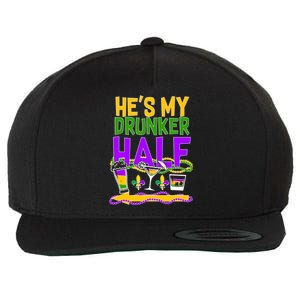 Mardi Gras He's My Drunker Half Wool Snapback Cap