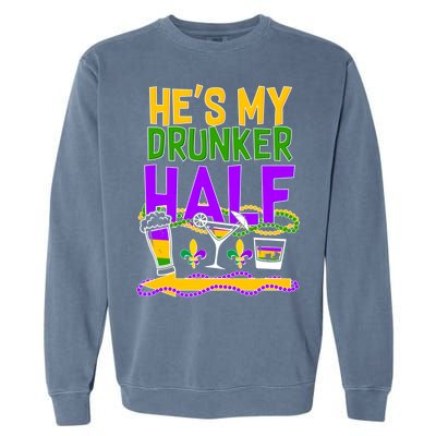 Mardi Gras He's My Drunker Half Garment-Dyed Sweatshirt