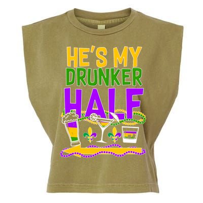 Mardi Gras He's My Drunker Half Garment-Dyed Women's Muscle Tee