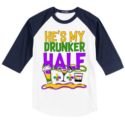 Mardi Gras He's My Drunker Half Baseball Sleeve Shirt