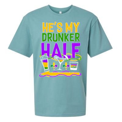 Mardi Gras He's My Drunker Half Sueded Cloud Jersey T-Shirt