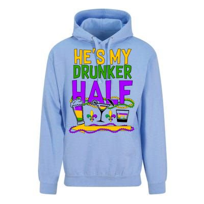 Mardi Gras He's My Drunker Half Unisex Surf Hoodie