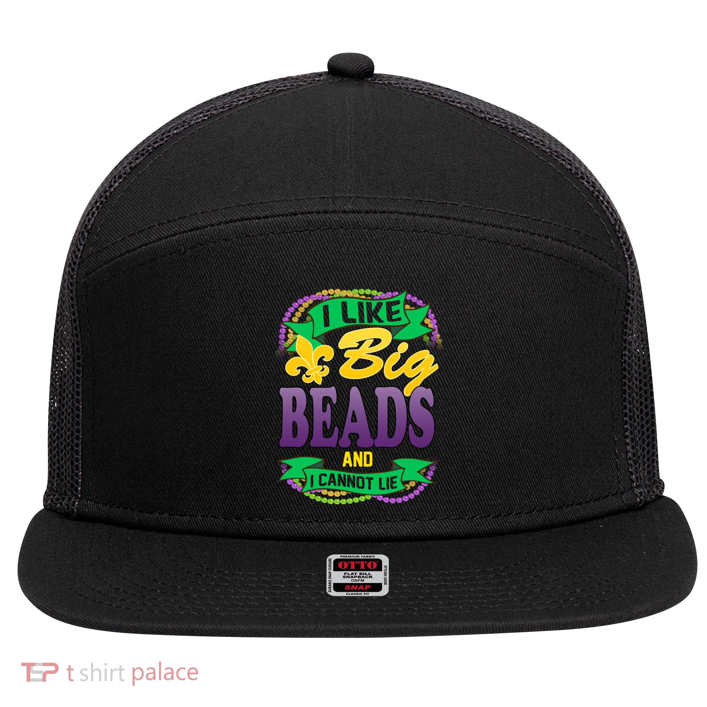 Mardi Gras I like big beads and i cannot lie 7 Panel Mesh Trucker Snapback Hat