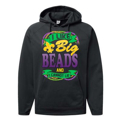 Mardi Gras I like big beads and i cannot lie Performance Fleece Hoodie