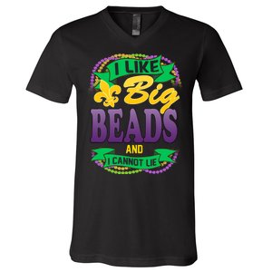 Mardi Gras I like big beads and i cannot lie V-Neck T-Shirt