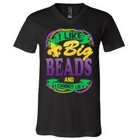 Mardi Gras I like big beads and i cannot lie V-Neck T-Shirt