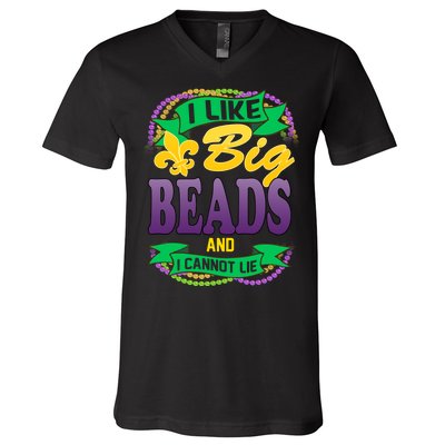 Mardi Gras I like big beads and i cannot lie V-Neck T-Shirt