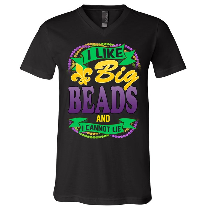 Mardi Gras I like big beads and i cannot lie V-Neck T-Shirt
