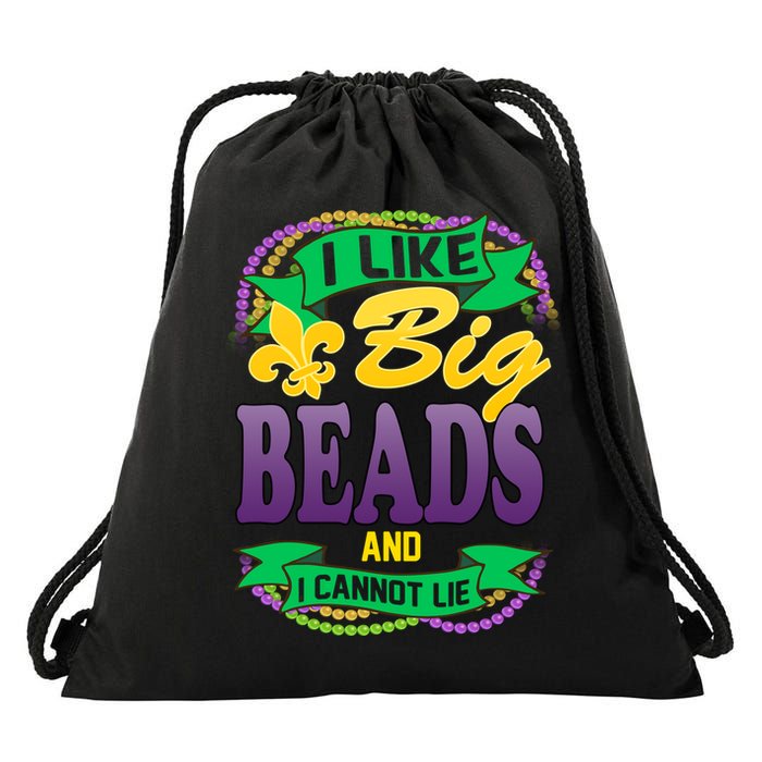 Mardi Gras I like big beads and i cannot lie Drawstring Bag