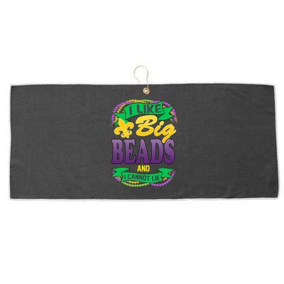 Mardi Gras I like big beads and i cannot lie Large Microfiber Waffle Golf Towel