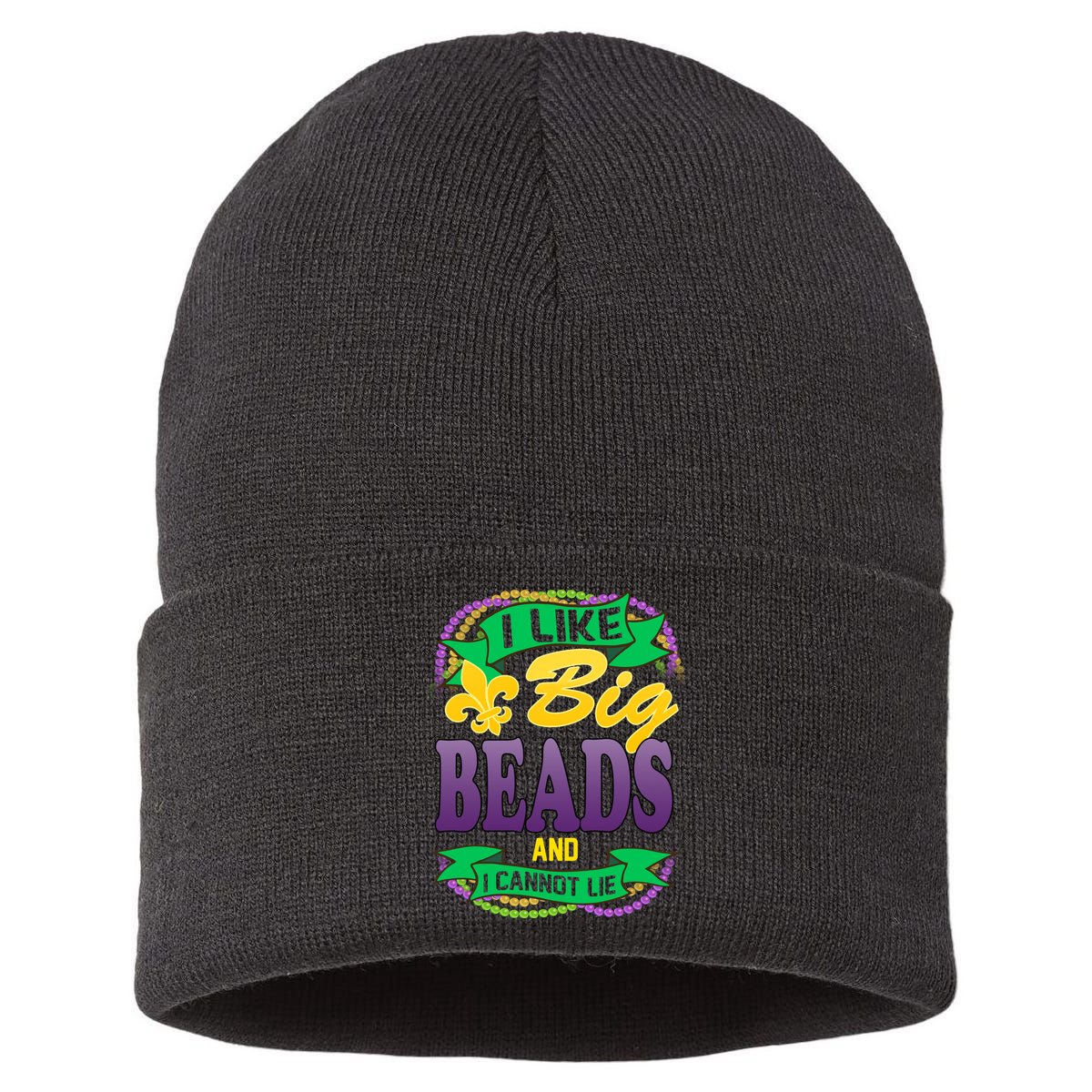 Mardi Gras I like big beads and i cannot lie Sustainable Knit Beanie