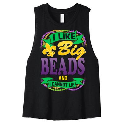 Mardi Gras I like big beads and i cannot lie Women's Racerback Cropped Tank