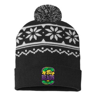 Mardi Gras I like big beads and i cannot lie USA-Made Snowflake Beanie