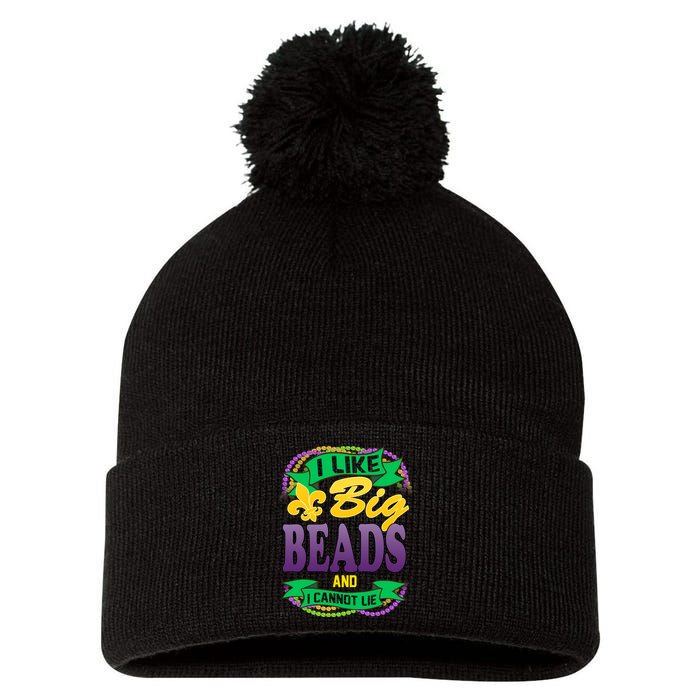 Mardi Gras I like big beads and i cannot lie Pom Pom 12in Knit Beanie