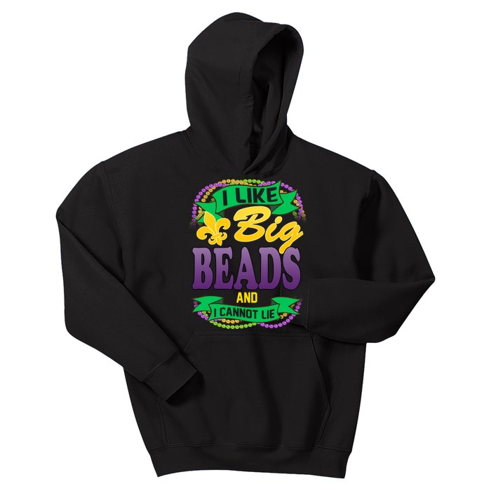 Mardi Gras I like big beads and i cannot lie Kids Hoodie