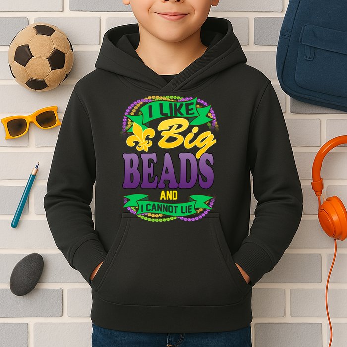 Mardi Gras I like big beads and i cannot lie Kids Hoodie