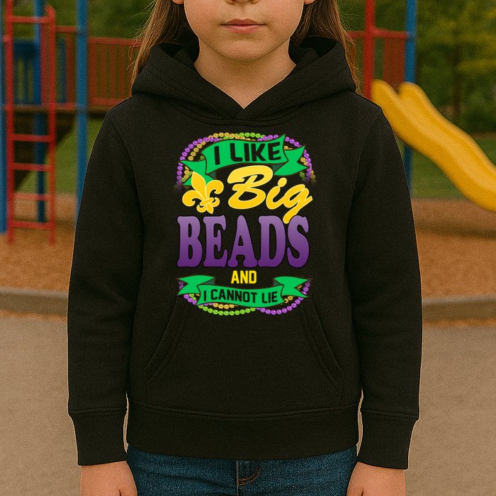 Mardi Gras I like big beads and i cannot lie Kids Hoodie