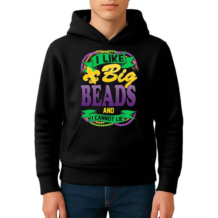Mardi Gras I like big beads and i cannot lie Kids Hoodie