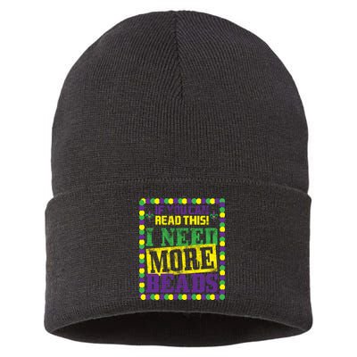 Mardi Gras If You Can Read This I Need More Beads Sustainable Knit Beanie