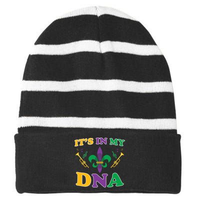 Mardi Gras It's My DNA Striped Beanie with Solid Band