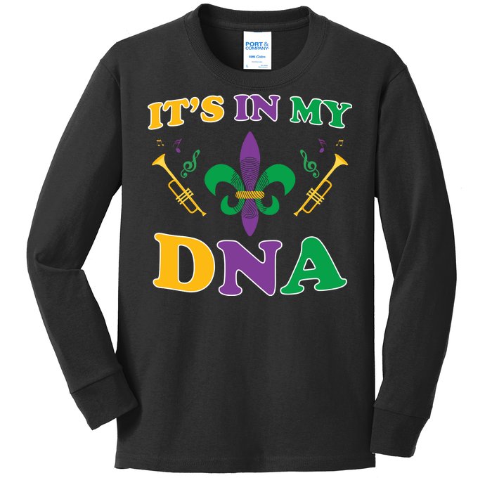 Mardi Gras It's My DNA Kids Long Sleeve Shirt