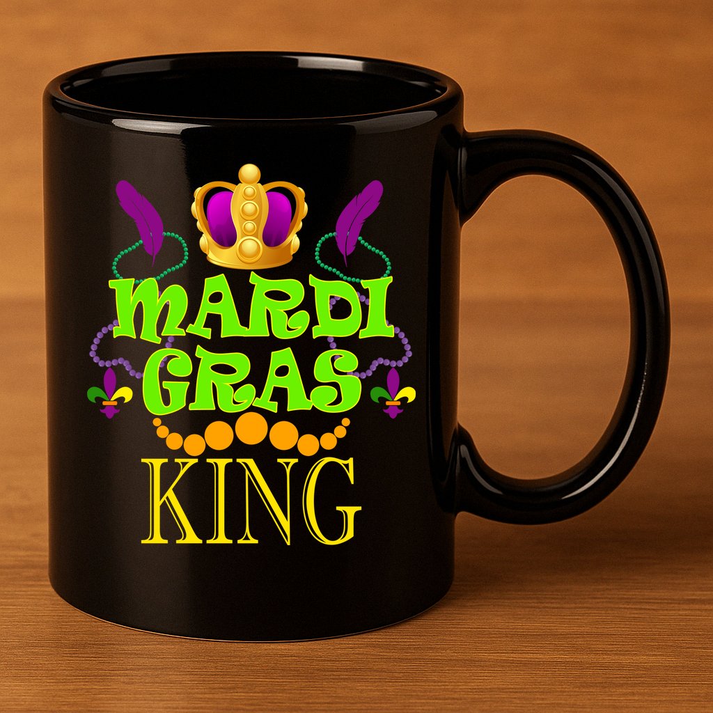 Mardi Gras King 11oz C Handle Ceramic Mug