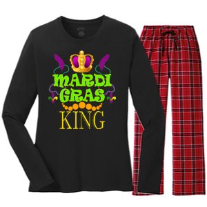 Mardi Gras King Women's Long Sleeve Flannel Pajama Set 