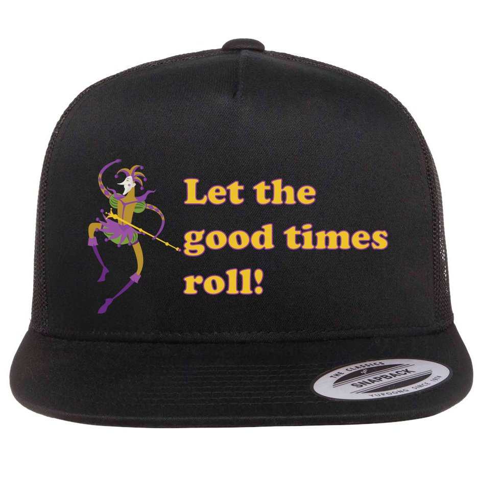 Mardi Gras Let The Good Times Roll Flat Bill Trucker Hat