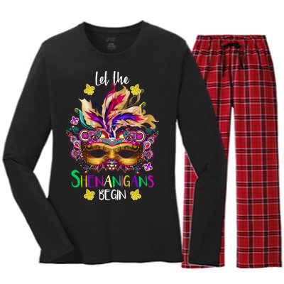 Mardi Gras Let The Shenanigans Begin Women's Long Sleeve Flannel Pajama Set 