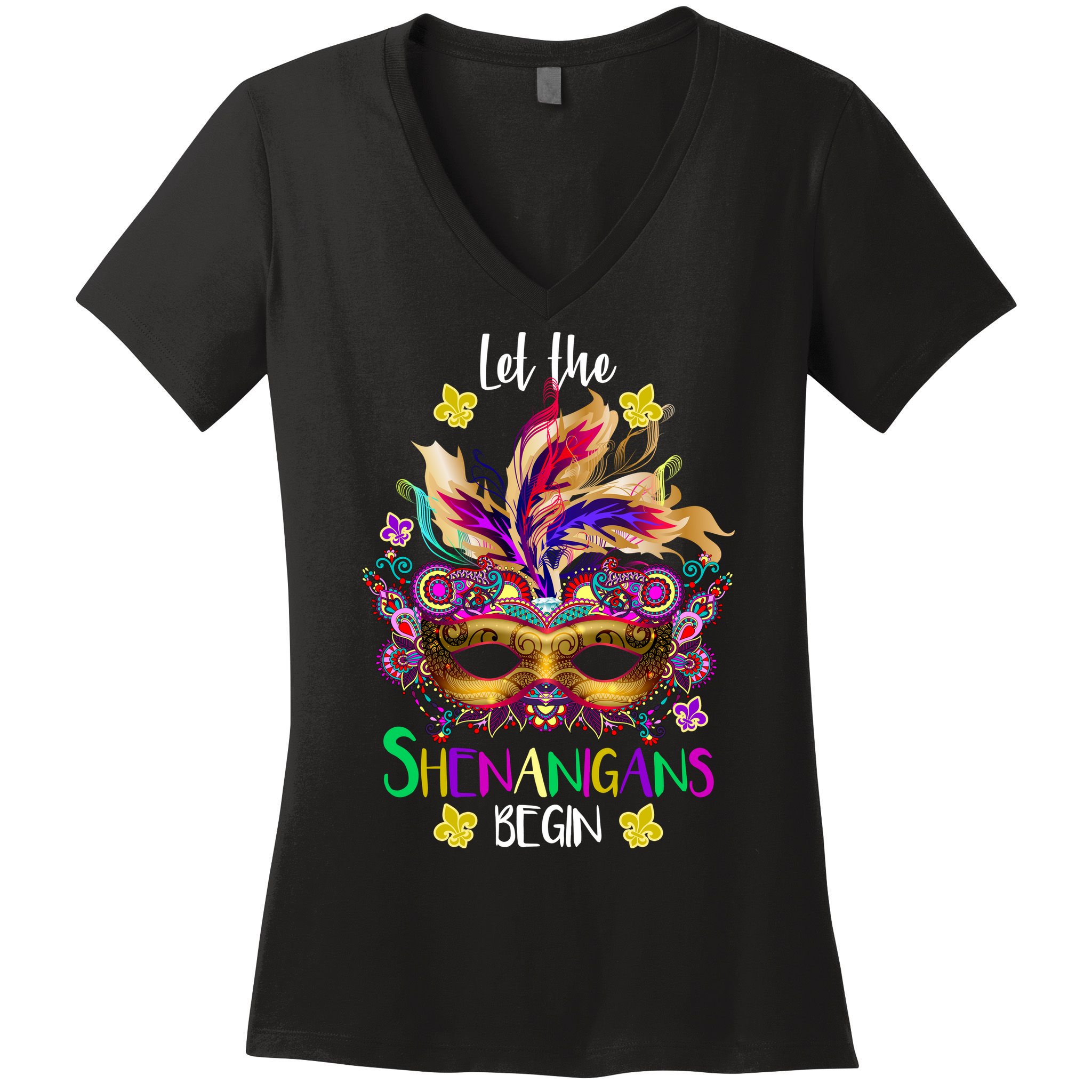 Mardi Gras Let The Shenanigans Begin Women's V-Neck T-Shirt