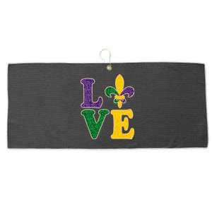 Mardi Gras Love Spade  Large Microfiber Waffle Golf Towel