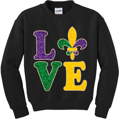 Mardi Gras Love Spade  Kids Sweatshirt