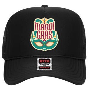 Mardi Gras Mask High Crown Mesh Back Trucker Hat