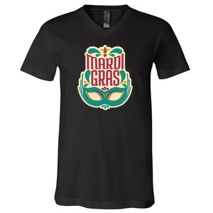 Mardi Gras Mask V-Neck T-Shirt