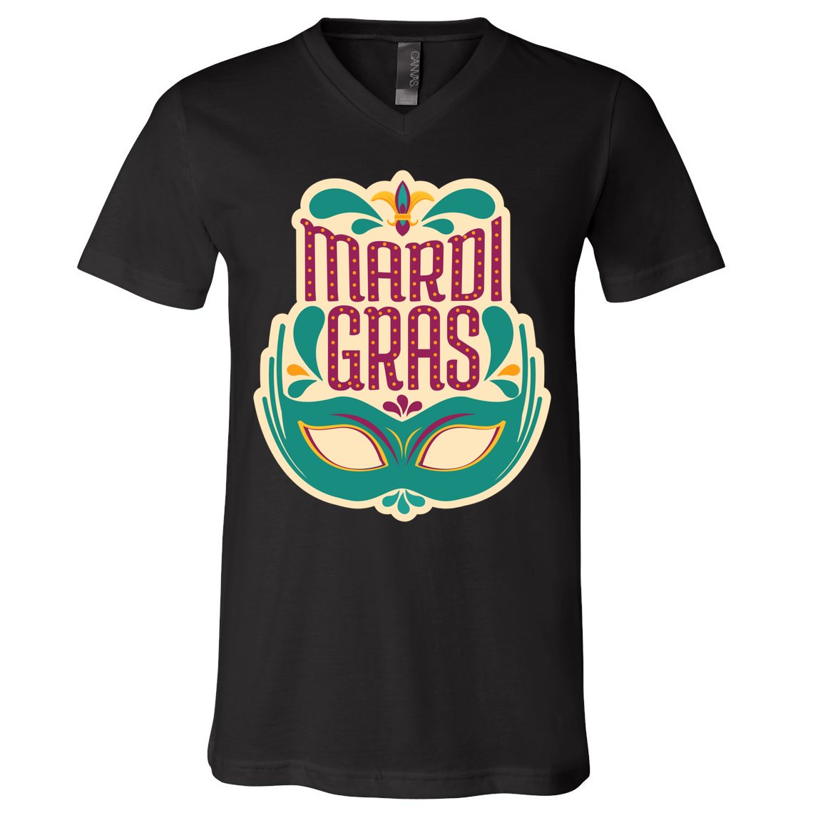 Mardi Gras Mask V-Neck T-Shirt