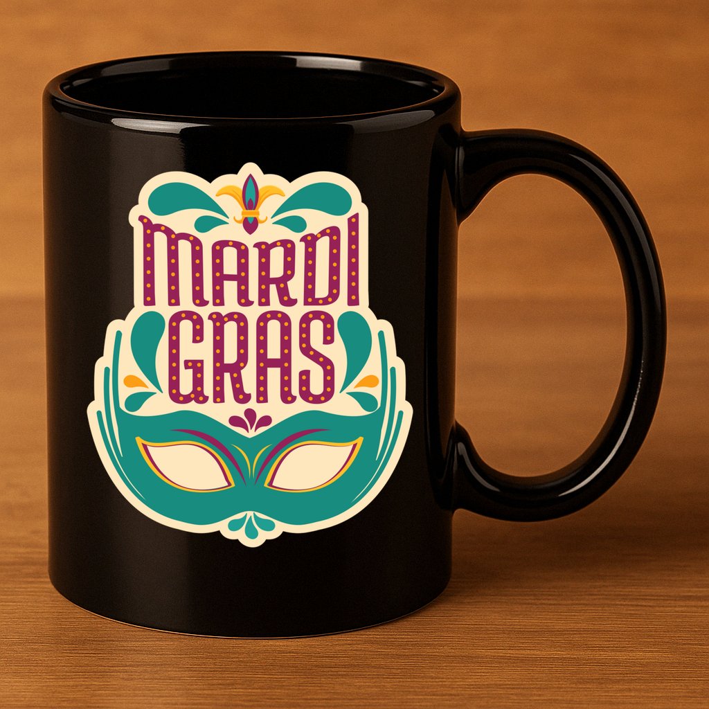Mardi Gras Mask 11oz C Handle Ceramic Mug