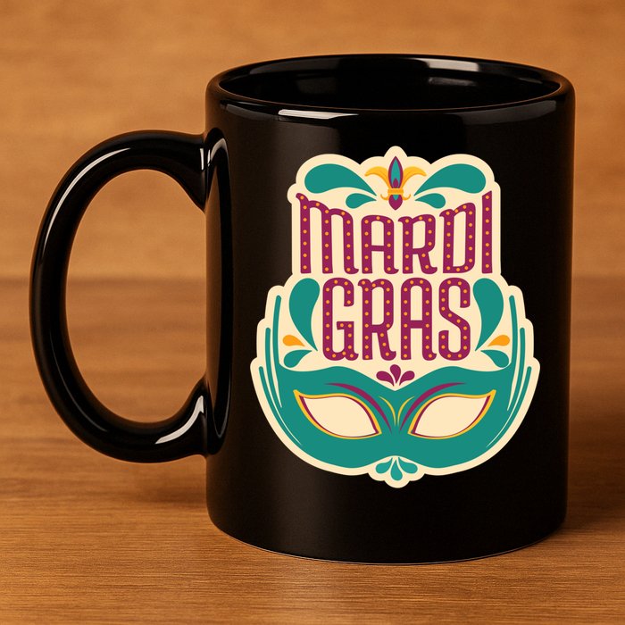 Mardi Gras Mask 11oz C Handle Ceramic Mug