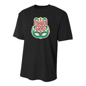 Mardi Gras Mask Youth Performance Sprint T-Shirt