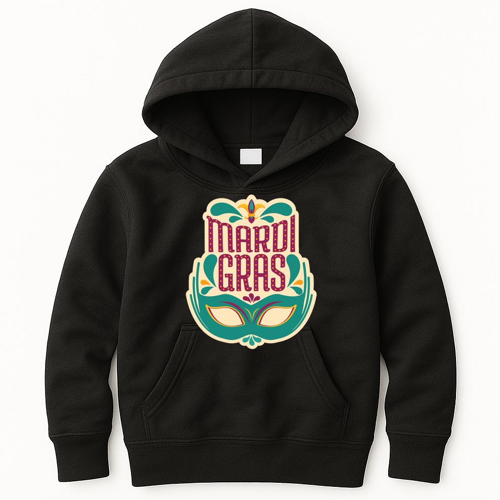 Mardi Gras Mask Kids Hoodie